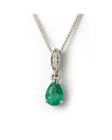 Colgante Elegancia en plata 925 engastado con esmeralda de Zambia y diamantes