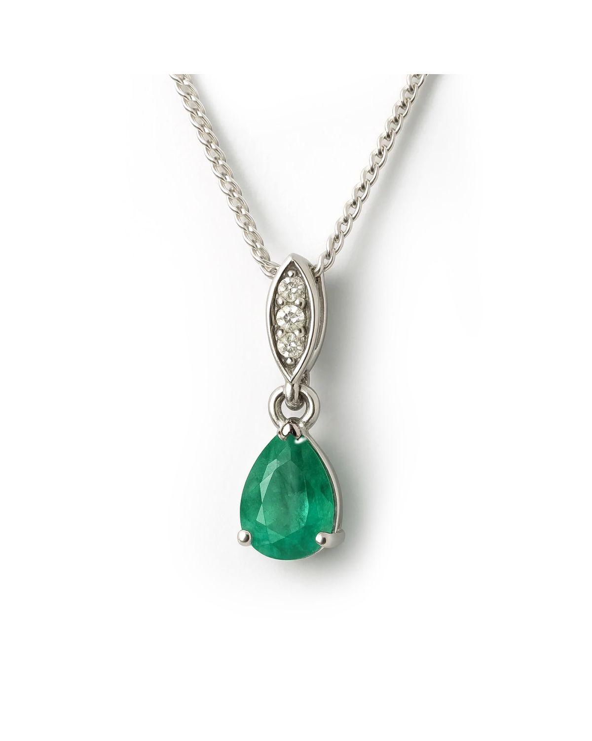 Elegancia Anhänger - 925 Silber, Sambia-Smaragd und Diamanten