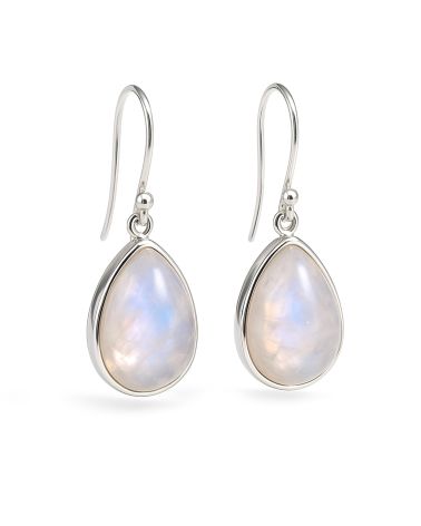 Pendientes AQUA en plata 925 engarzados con piedra luna natural