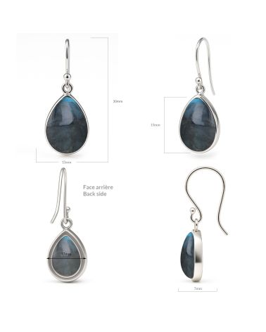 Pendientes - Colección AQUA - Plata 925, Labradorita natural