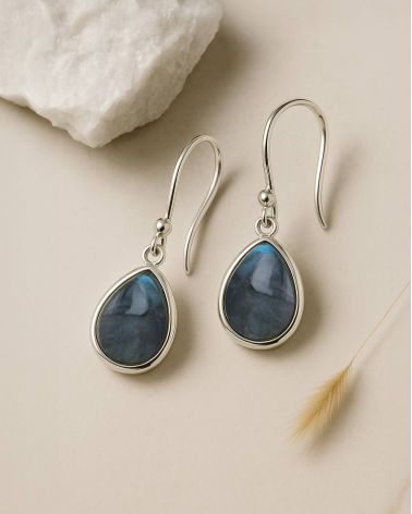Pendientes - Colección AQUA - Plata 925, Labradorita natural