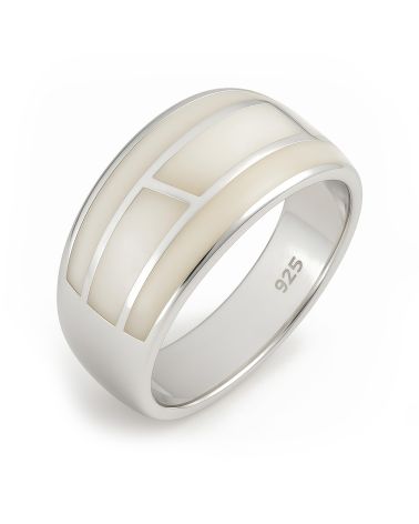 925 Sterling Silver White Mother-of-pearl Ring