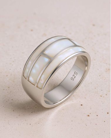 925 Sterling Silver White Mother-of-pearl Ring